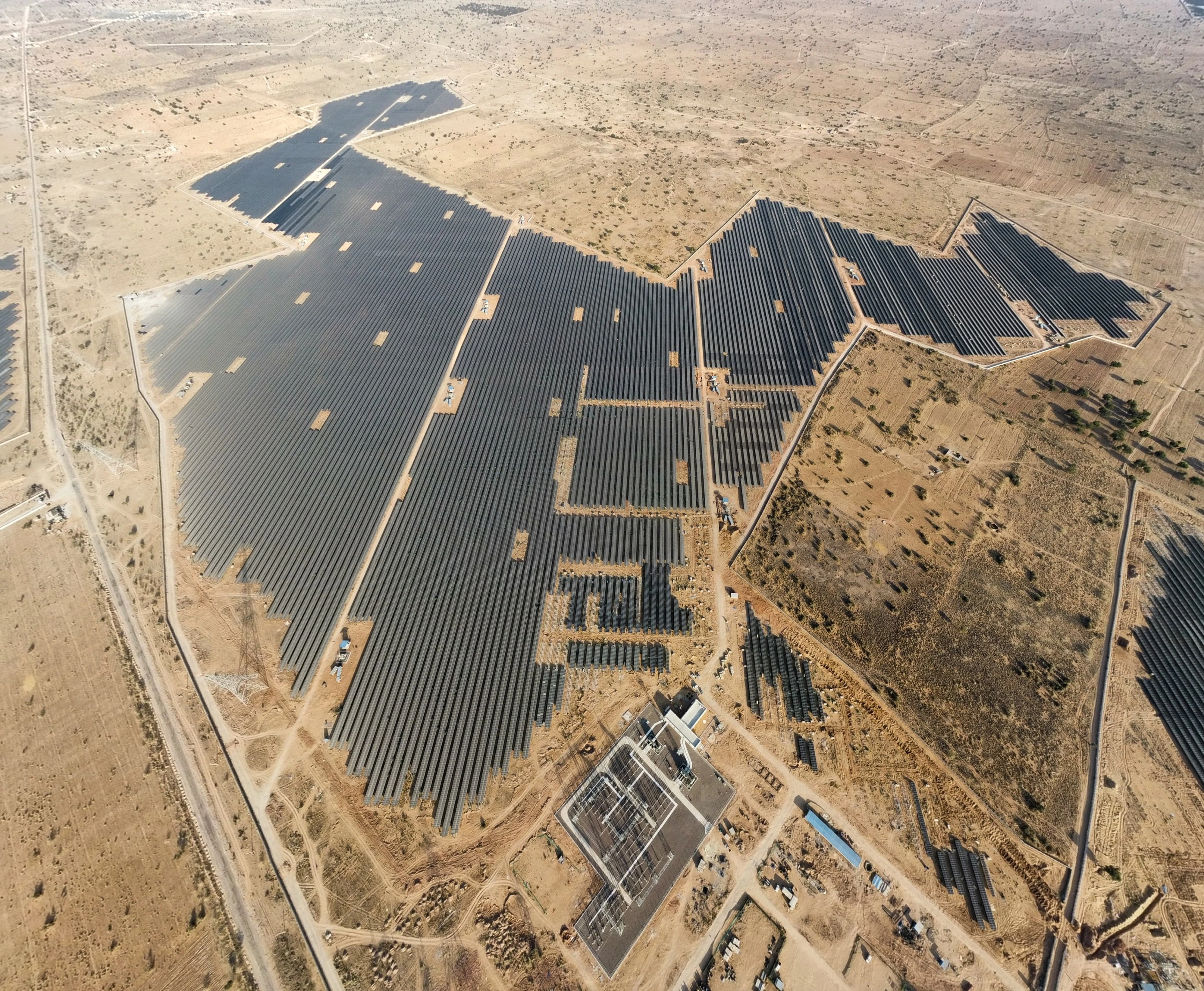Aerial view of ReNew's 40 MWp project site in Rajasthan